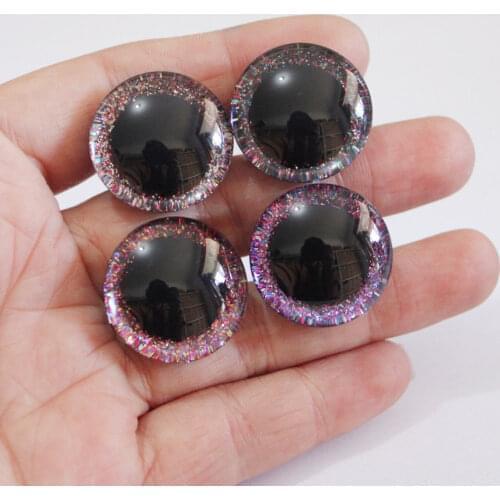 100pcs/lot--New Cute 16mm & 20mm & 24mm clear 3D safety toy eyes +glitter Nonwovens+ white hard washer--size & color option-N4