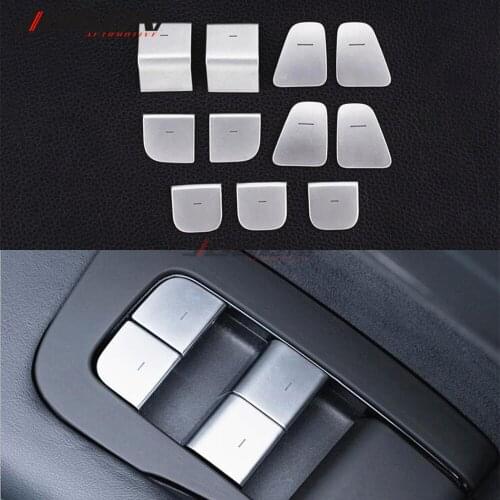 11pcs ABS For Tesla Model 3 2017- 2020 Car Accessories Window Lift Switch Button Sticker Door Open Panel Trim Translucent