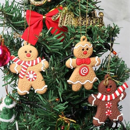 12pcs Gingerbread Man Christmas Tree Ornaments Xmas Soft PVC Men Living Room Decorating Tools Festival Home Decoration navidad