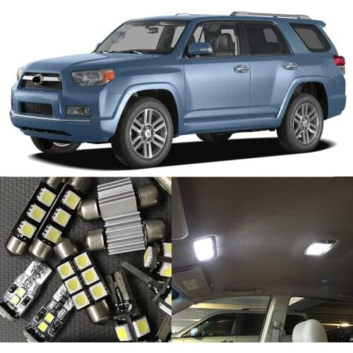 14pcs White No Error LED Light Bulbs Kit For 2003-2015 Toyota 4Runner Interior Map Dome Door Step License plate Lamp Light