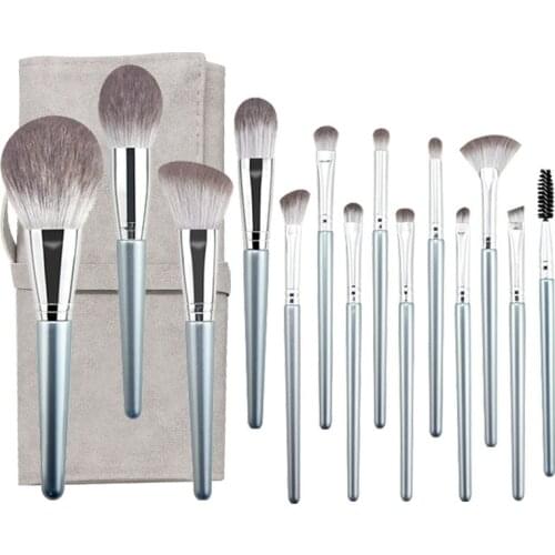 14Pcs Makeup Brushes Set Cosmetic Foundation Powder Blush Eye Shadow Lip Blend Wooden Make Up Brush Tool Kit