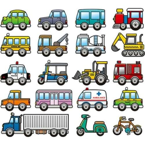 Cute cars 15pcs PVC Patch deal with it Clothes Heat Transfer Printing T shirt Women iron on patches for clothing baby Stickers