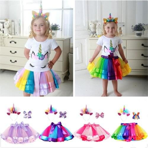 3pcs Girl Skirts Mini Pettiskirt Tutu Skirt Hairband Suit Baby Princess Party Dance Ballet