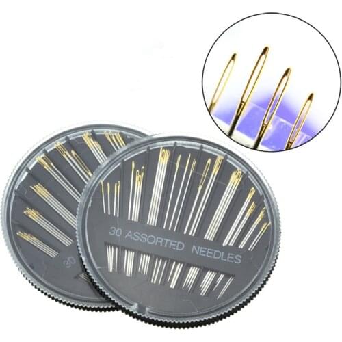30Pcs/box Gold Tail Hand Sewing Stitches Black Disc Box New Chic Needles DIY Clothing Sewing Supplies