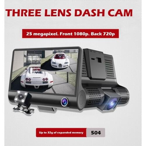 ALLOYSEED Car DVR Wide Angle Video Recorder 1080P Dash Cam 4inch Display Dual Lens Car DVR Dashboard Camera with Rearview Camera