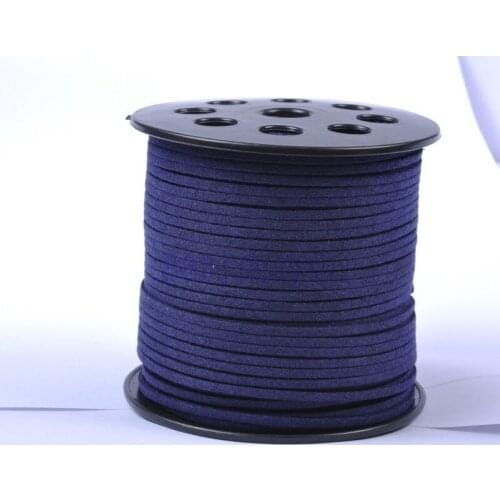 100yards/ Roll Navy Blue Faux Suede Velvet Leather Cord+3mm X 2mm DIY Jewelry Bracelet Necklace Rope String Accessories