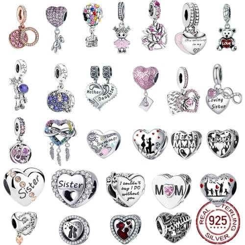 New 925 Sterling Silver Purple Sister Mum Nan Dangle Butterfly Love Beads Fit Original Pandora Bracelet Charms Jewelry Genuine