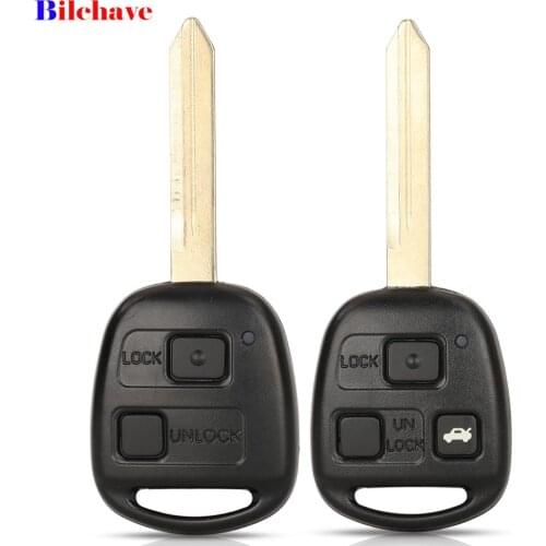 Bilchave 2/3 Buttons Remote Car Key Shell Case FOB For Toyota Yaris Prado Tarago Camry Corolla With TOY47 Blade Replacement