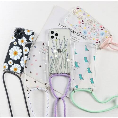 Lanyard Necklace Case For Samsung Galaxy A12 A52 A50 A51 A70 A71 A31 A32 A10 A20E A40 A42 S9 S10 S20 FE S21 Plus PC Airbag Cover