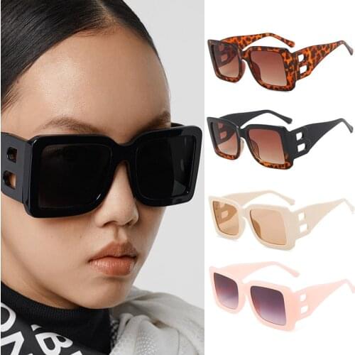Personalized Modern Style Sunglasses Hollow B-Shaped Sunglasses Female Large Frame Square GlassesOculos Sol Feminino