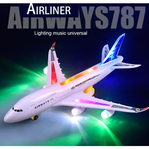 A380 Electric Airbus Airplane Model Toy Childrens Electric Universal Light Music Airplane Model Assembly Toy for Kids Boy Gift