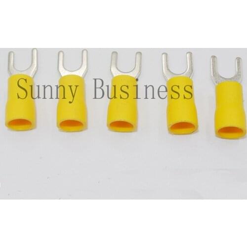 SV5.5-3.5 Yellow Furcate terminals Cable Wire Connector 1000PCS 16~14AWG Yellow Furcate Fork Spade Crimp Terminals SV5.5-3.5