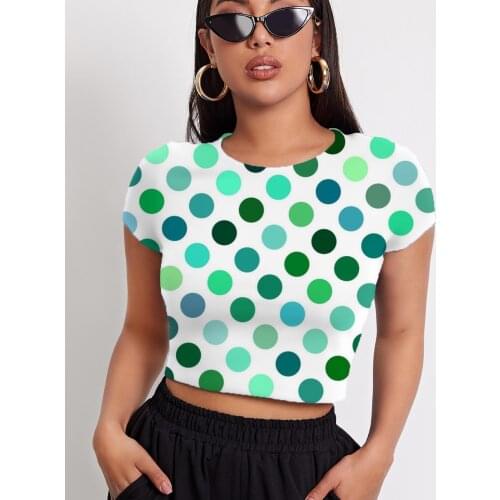 3d Tshirt Dots T shirt Women Colorful T-shirts 3d Harajuku Tshirt Printed Gradient Navel Bare Short Sleeve T shirts Casual Tops