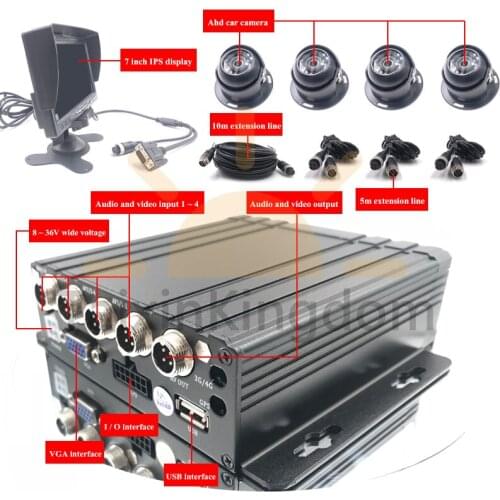 Customized coach 4CH ahd 1080p black box driving record monitoring host 8 ~ 36V wide voltage mdvr