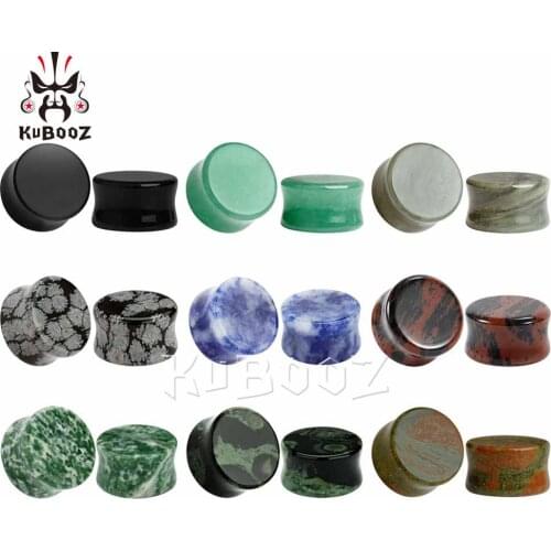 KUBOOZ Stone Ear Tunnels Plugs Piercing Body Jewelry Gauges Expander Studs Fashion Jewelry Earrings Gift For Unisex 10PCS/Lot