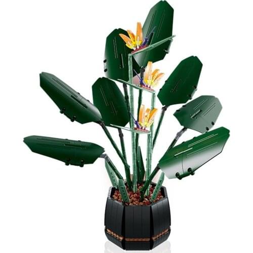 Creator Bird of Paradise Flowers Bouquets Plants Building Blocks with Vase Home Decoration Model Bricks Toys for Kid Girl Gift