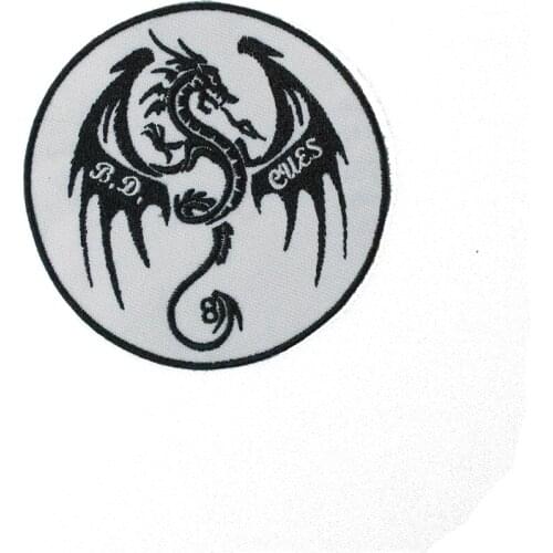 Round Dragon Embroidered Patches Devil Chinese Style MC Badge Shield Decoration Accessaries Heat Press Jacket Jeans Backpack