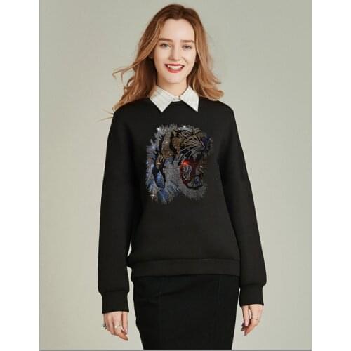 Hot sale Diamond stone hoody for ladys Hot drill winter black women Street wear girls Sweatshirt