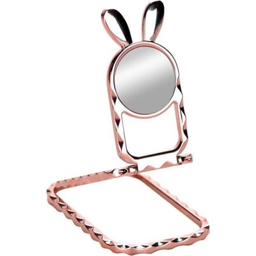 Mobile Phone Holder Rabbit Ear Magnetic Foldable Three Ring Buckle Cellphone Tablet Bracket for Desktop
