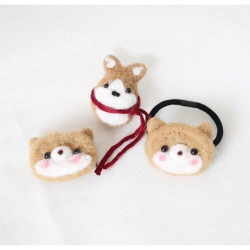 Sweet Lolita Wool Felt Bear Dog Brooch Girl Headwear Hairpin Women Hair Circle B1711