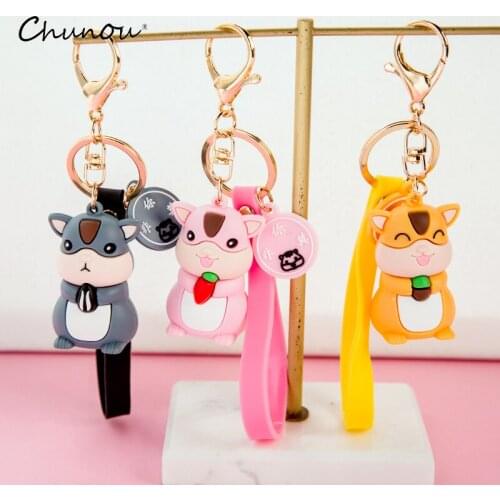 Fashion Cute 3D Anime Keychain Squirrel Key Ring for Women Girls Bag Pendant Figure Charms Key Chains Jewelry Creative Gifts