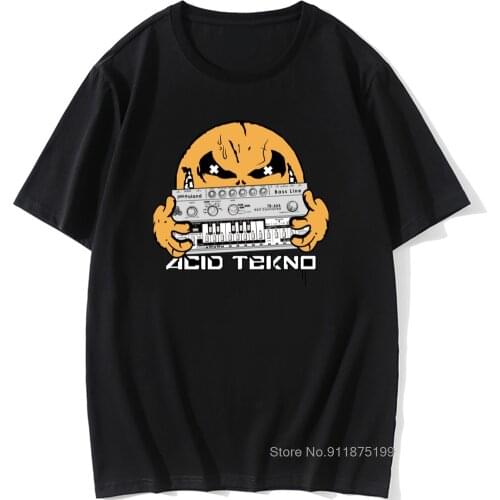 Hacker Men Tees acid tekno Retro T Shirts All Cotton Ramen Sleeve Graphic Tee Shirts O'Neck Male Clothes