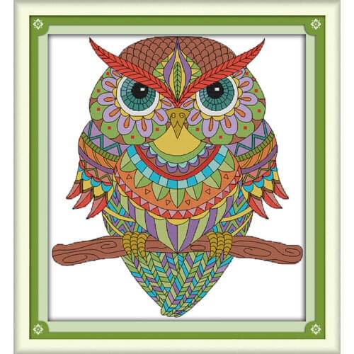 Owl Counted Cross Stitch cartoon animal 11CT Printed 14CT DMC colour 11ct 14ct 18ct Set DIY Cotton Kit Embroidery Needlework