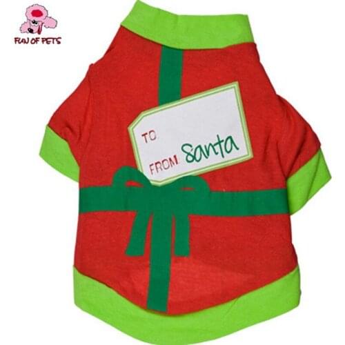 2017 New Lovely Cotton Christmas Envelopes Pattern Dog Clothes T-Shirts for Pets Dogs