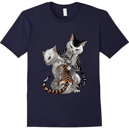 2019 New Fashion Brand Clothing Irezumi Cat Artist with Traditional Japanese Tattoo T-Shirt