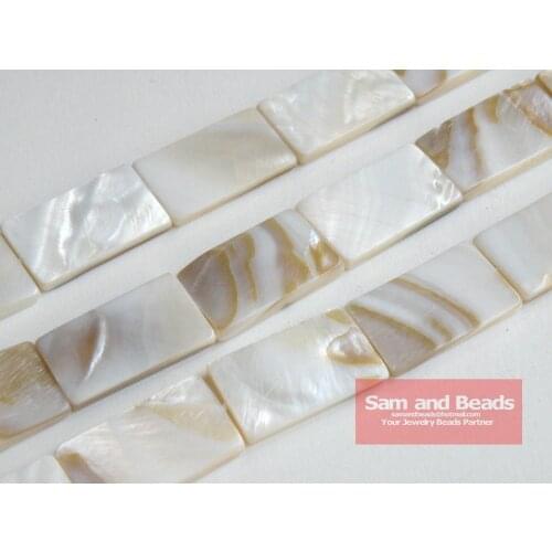 Wholesale!!! (1 Strands) 25x15x3mm White Natural Mother of Pearl Shell Rectangle Beads Approx 39CM Per Strand