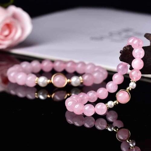 Wholesale Natural Rose Quartz Stone Bracelets Handmade Beaded Polished Healing Stone Energy Stone For Women Increase Charm Gift