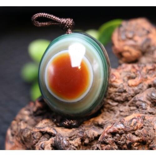 Treasure Magic LKbrother Magic Tibetan Agate Colorful Goat Eye Heaven Eye dZi Bead Amulet Pendant UP30X02