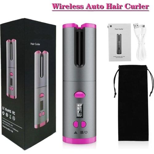 Portable Curling Iron Wireless Hair Curler Automatic Hair Curler USB Charging Crimper Hair Straightener Iron Looper Hair Waves