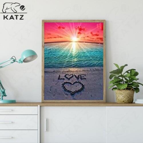 Romantic Seaside Sunrise Diamond Painting Ocean Wave Embroidery Crossing Diy Landscape Mosaic Art Cross Stitch Home Decoration