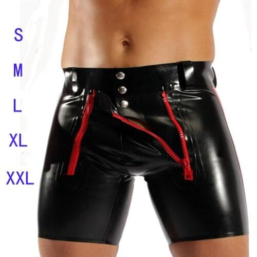 Sexy Men PVC Faux Leather Panties Zipper Open Short Boxer Wetlook Clubwear Jockstrap Fetish Gay Wear Erotic Lingerie