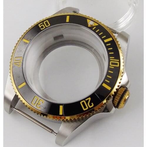 Silver Color 316L 43mm Watch Cases Screw Down Crown Ceramic Bezel Sapphire Crystal fit NH35 NH35A NH36 NH36A Seeing Backcover