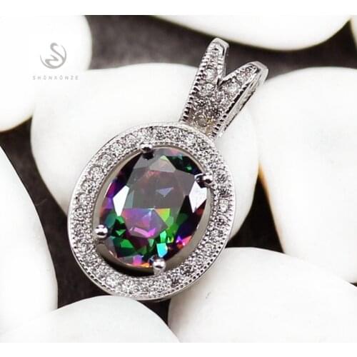SHUNXUNZE jewellery & Accessories christmas Wedding pendants for women dropshipping Rainbow Cubic Zirconia Rhodium Plated R3231