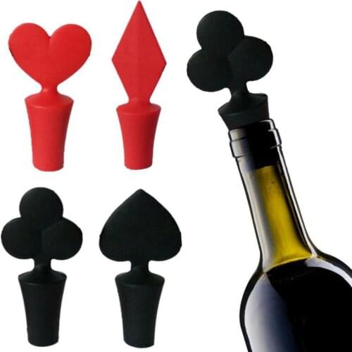 Silicone Wine Bottle Stopper Vacuum Sealed Poker Spades Heart Plug Cork Wine Stoppers Home Bar Gifts Tools