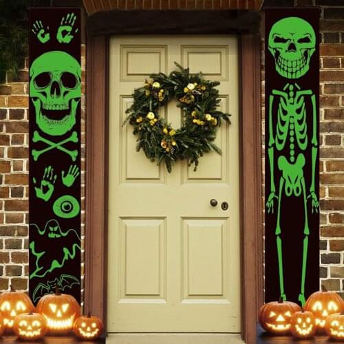 1Pcs Halloween Luminous Couplets Holiday Outdoor Decoration Door Curtain Halloween Flag Banner Party Decorations Supplies