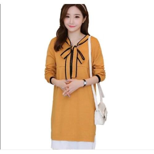 New Autumn Fashion Maternity Sweater Back Splits Pullovers Clothes for Pregnant Women Winter Pregnancy Knitted Long Dress