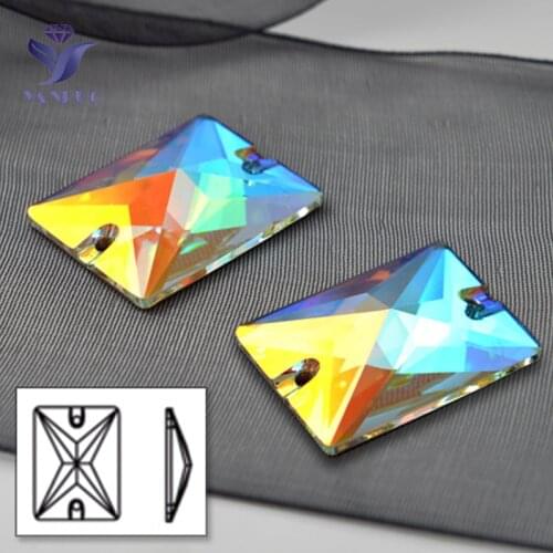 YANRUO 3250 All Sizes AB Rectangle Crystal Sew On Stones Strass Sewing Rhinestone Flatback For Clothing