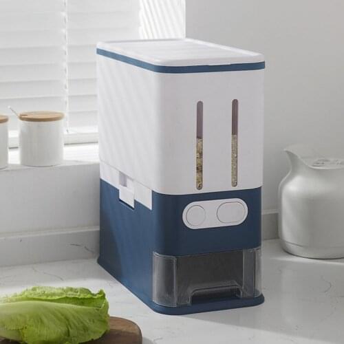 Japanese Divided Grid Rice Bucket Storage Containers Cereal Dispenser Rice Dispenser Insect-Proof Moisture-Proof Storage Boxes