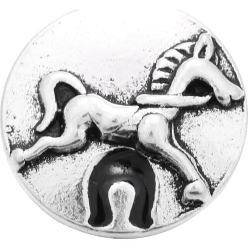 10pcs/lot New Metal Horse 18mm Snap Button Jewelry Round Metal Vintage Interchangeable Snap Fit Snap Bracelet Necklace