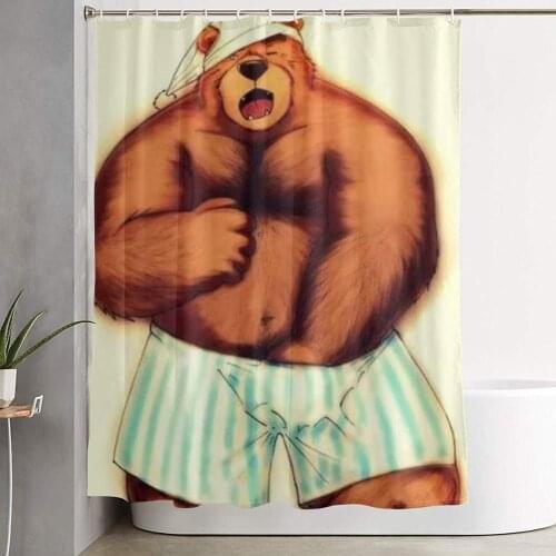 Gay Pride Bear Funny Sleep Themed Decor Shower Curtain for Man Bathroom Waterproof Washable Polyester Fabric for Man Home