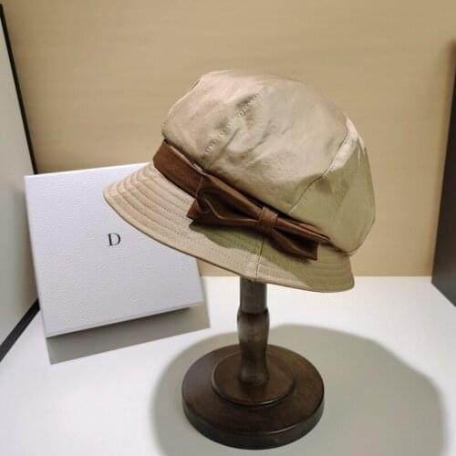 Autumn Womens Hat Hepburn Bow Basin Hat Irregular Design Foldable Bucket Hat Ladies Elegant Sun Hats Tide Travel Casual Beret