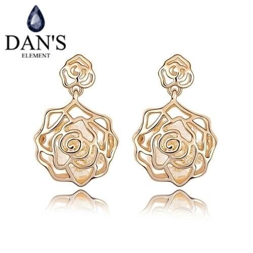 DANS 2 Colors Austrian Crystals Stud Heart earrings for women Vintage New Sale Hot #92585