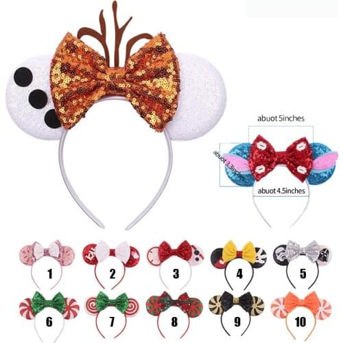 1PCS Babys Hair Bows Sequin Minnie Ears Headband Charactor For Women Festival Hairband Girls Hair Accessories Party