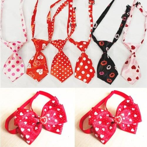 100PC/Lot Lovely Heart Dog Accessories Valentines Day Dog Ties Pet Cat Dog Bowties Neckties Pet Supplies
