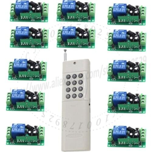 DC 12v 12CH remote control 433mhz 315mhz Switch Remote light ON-OFF 1 transmitter + 12 receiver Fixed code 1000m SKU: 5108