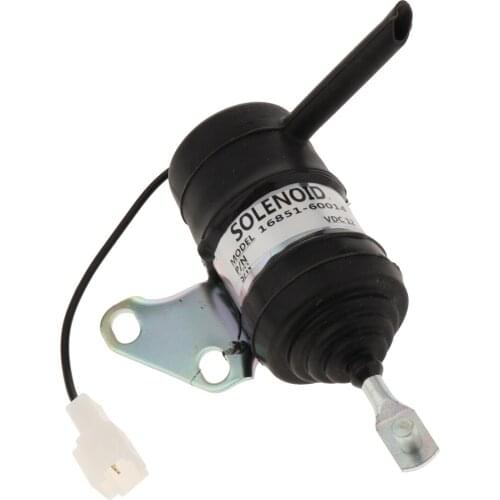 12 Volt Fuel Shutdown Solenoid Cut Off Solenoid for Kubota Excavator RTV900 16851-60014 - Silver